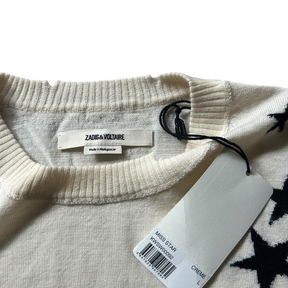NWT Zadig and Voltaire white creme Miss Star merino wool sweater size large - Picture 4 of 7